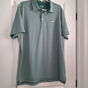 Masters Tech Golf Polo Mens LARGE L Evergreen Micro Striped Performance Shirt